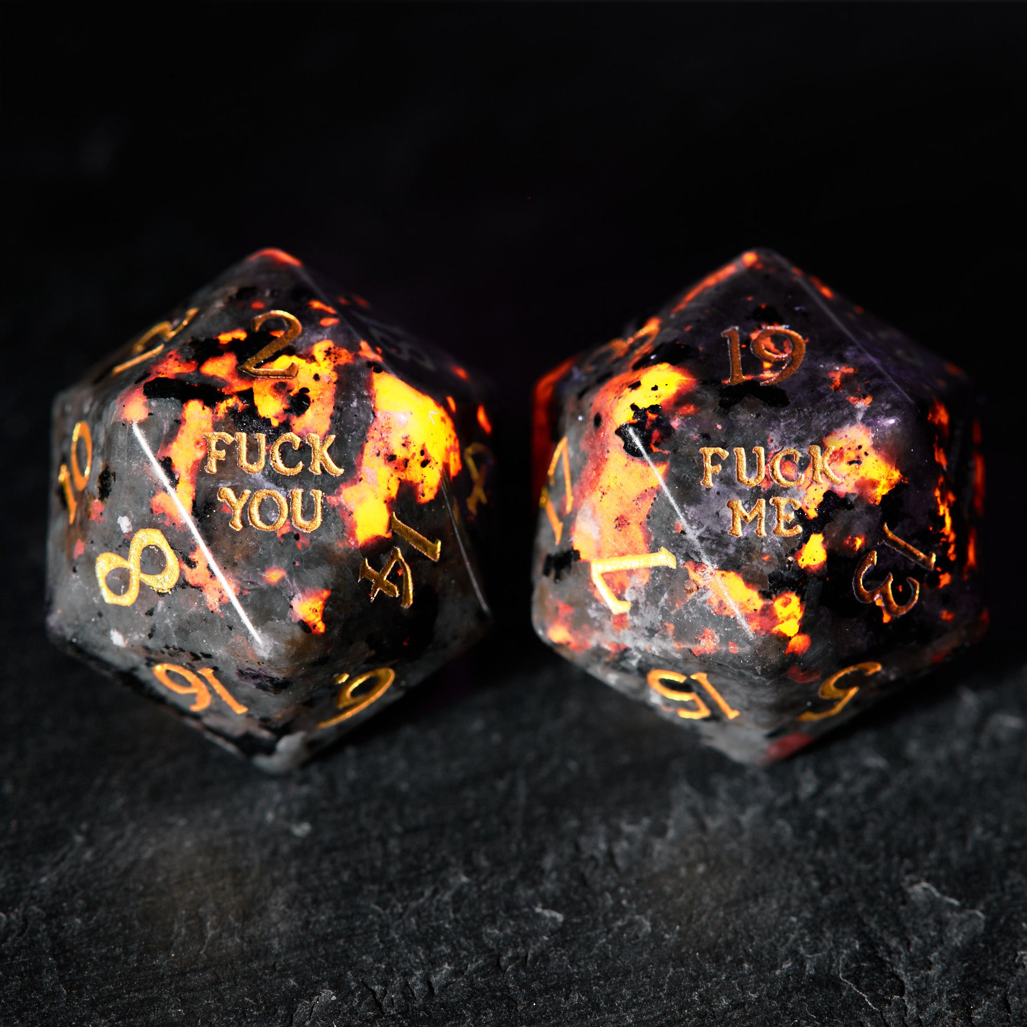 Yooperlite UV Reactive Gemstone F Word DnD D&D Dice Set
