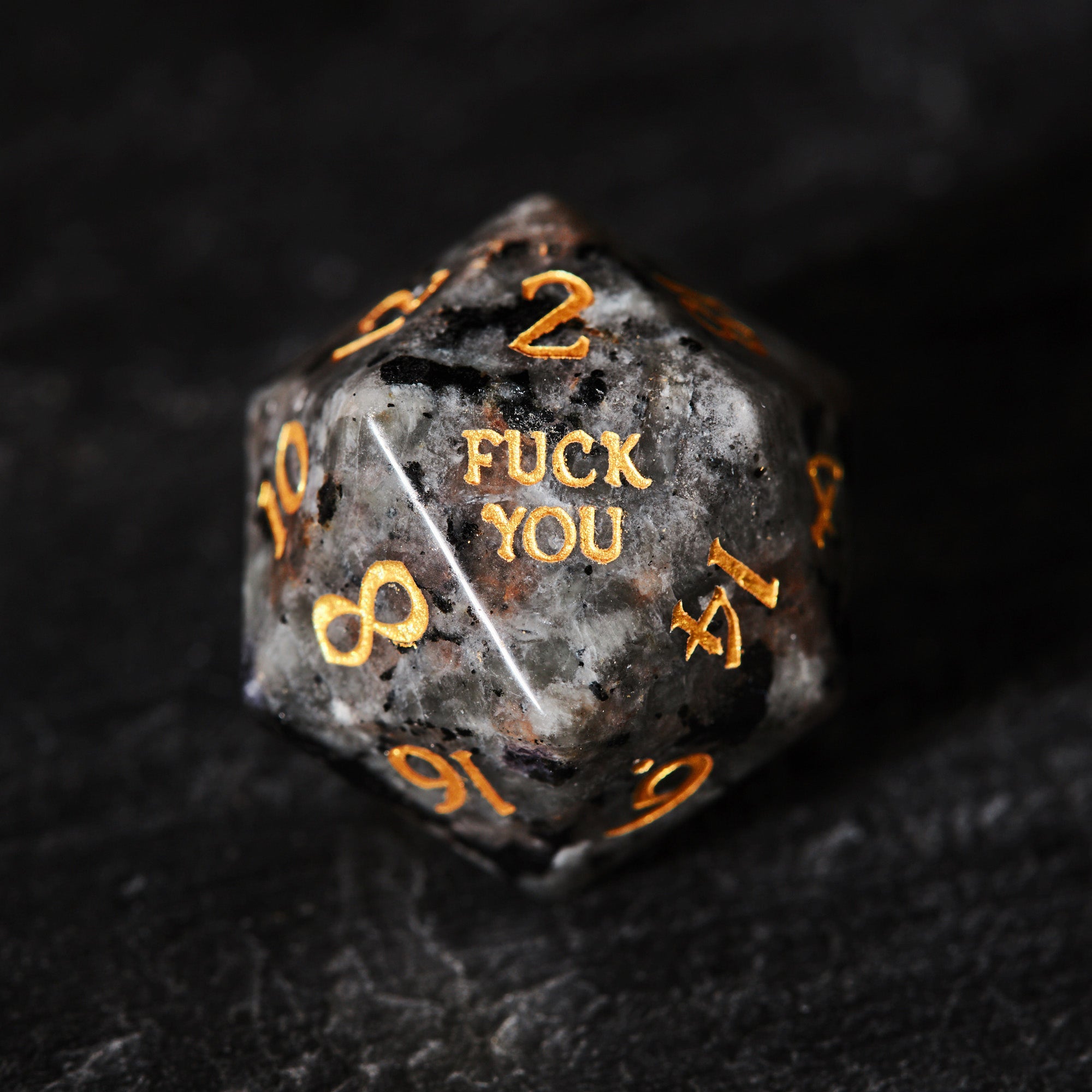 Yooperlite UV Reactive Gemstone F Word DnD D&D Dice Set