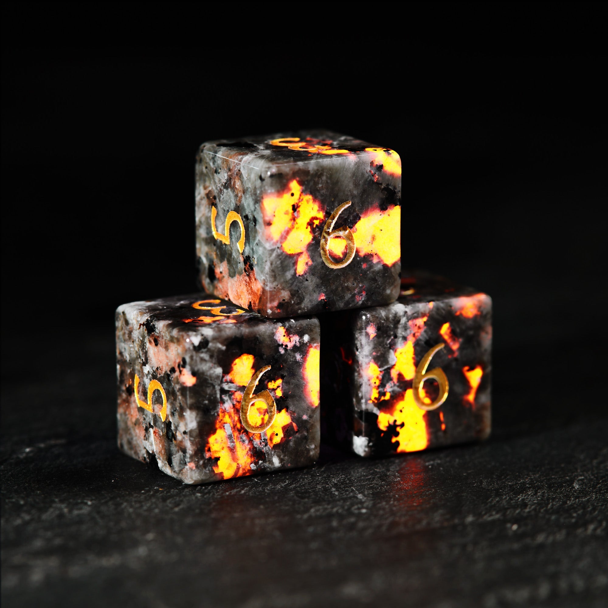 Yooperlite UV Reactive Gemstone Flying Dragon DnD D&D Dice Set