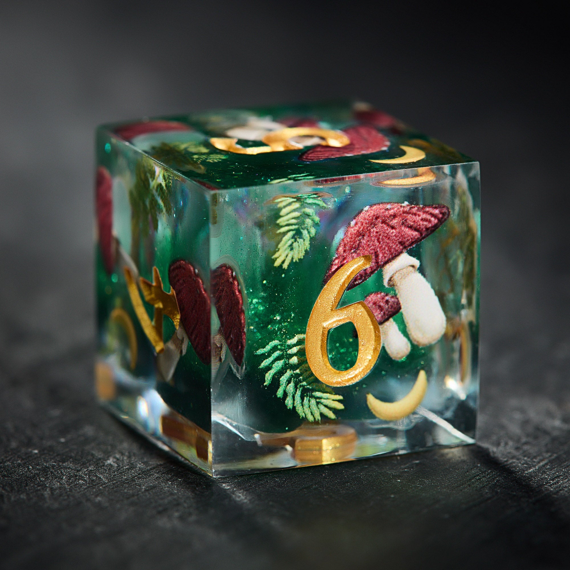 Magical Forest Mushroom Resin DnD D&D Dice Set