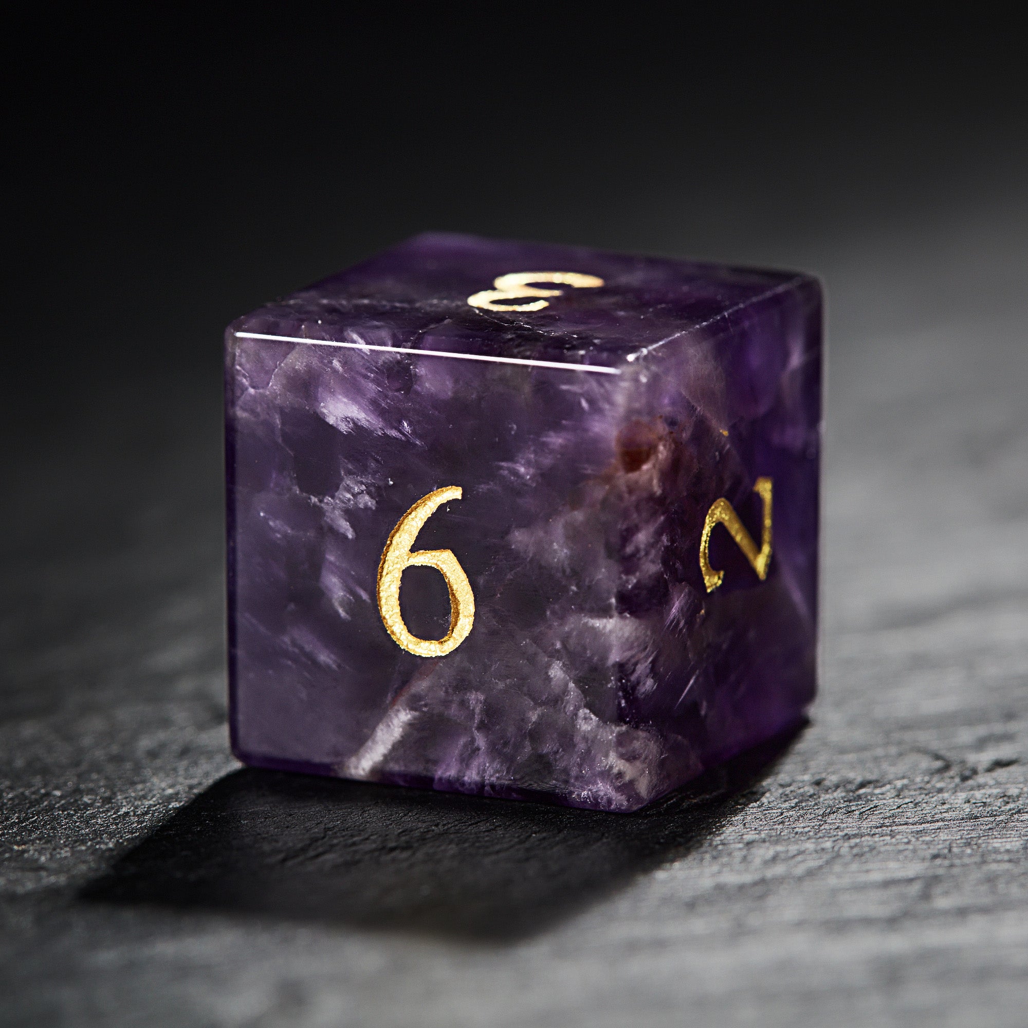 Amethyst Gemstone Flying Dragon DnD D&D Dice Set
