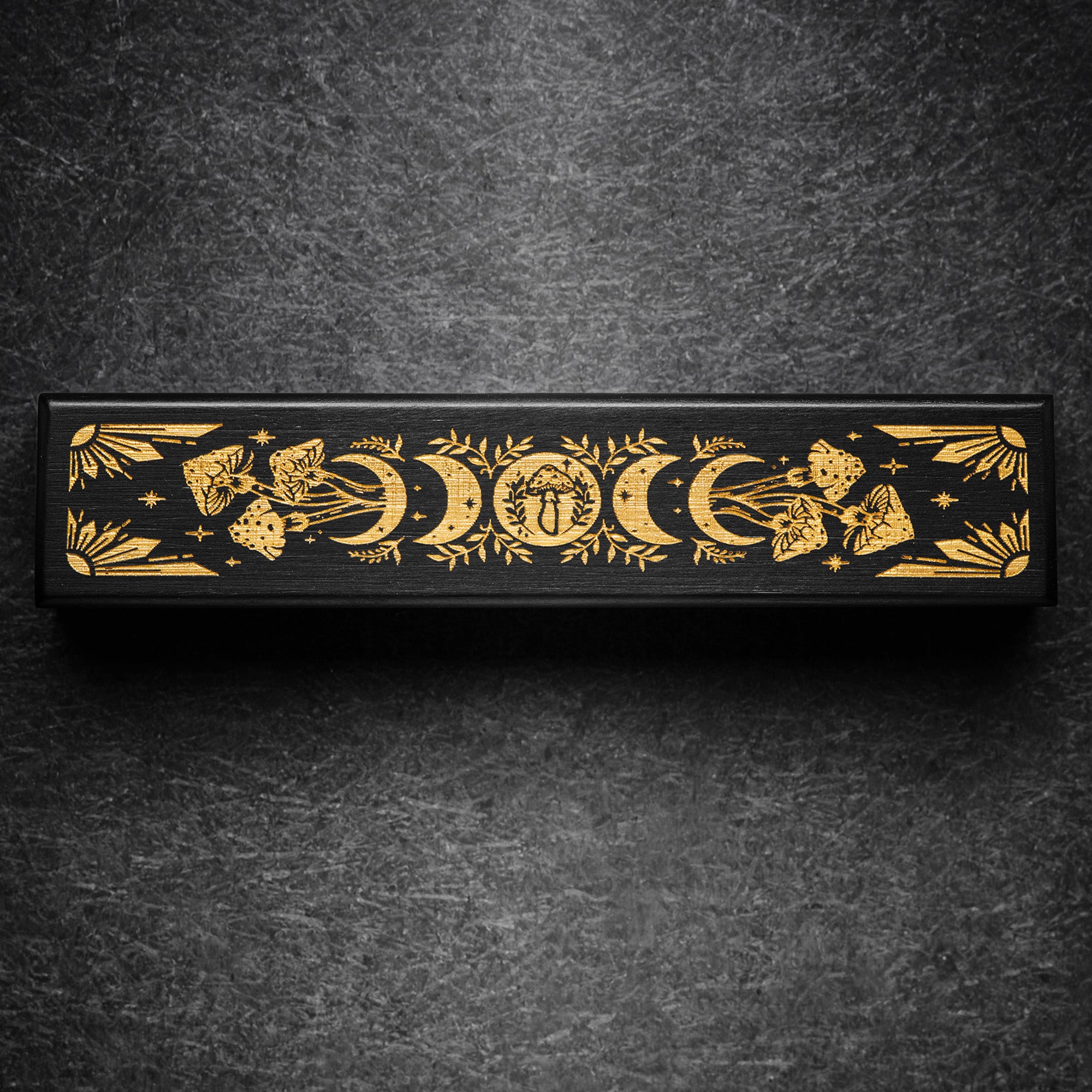 Black Wood Starry Moon Mushroom Motif DnD D&D Dice Box
