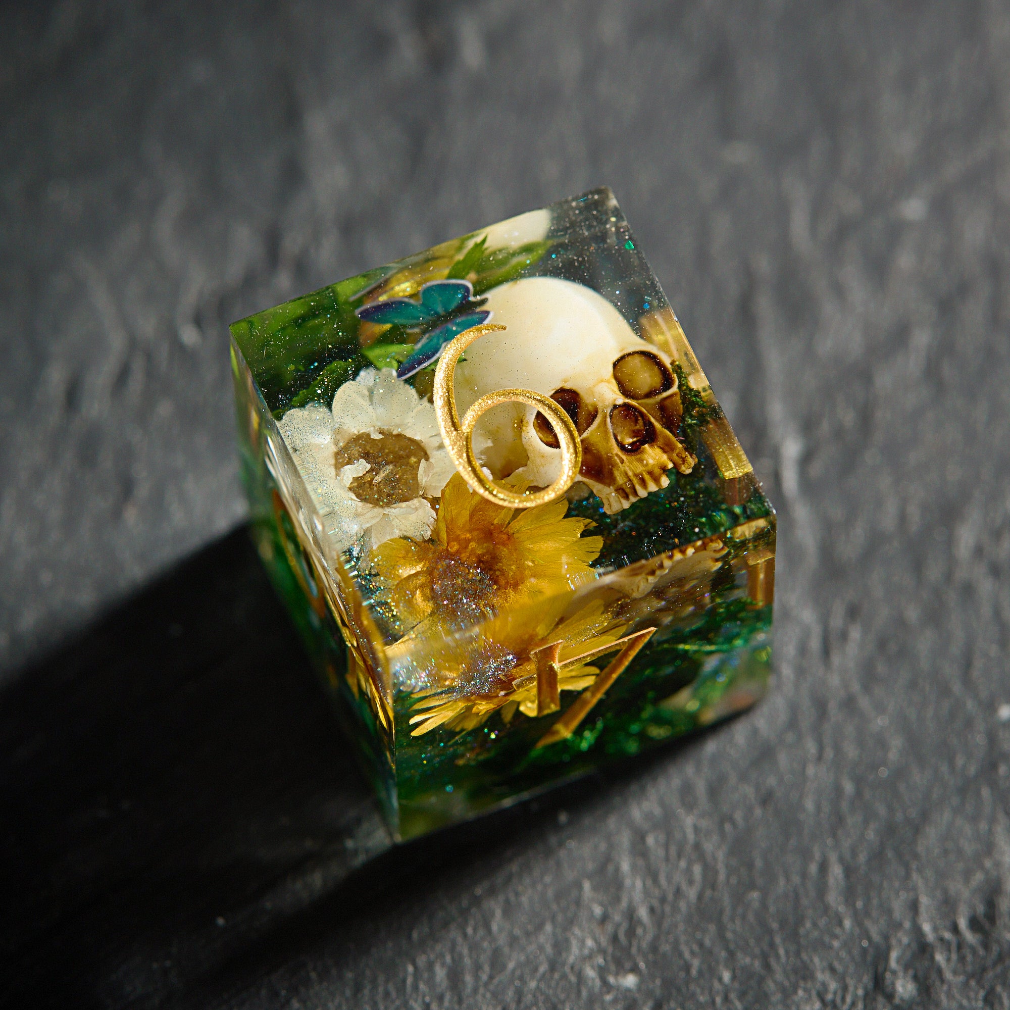 Flower Skull Butterfly Dice - CrystalMaggie