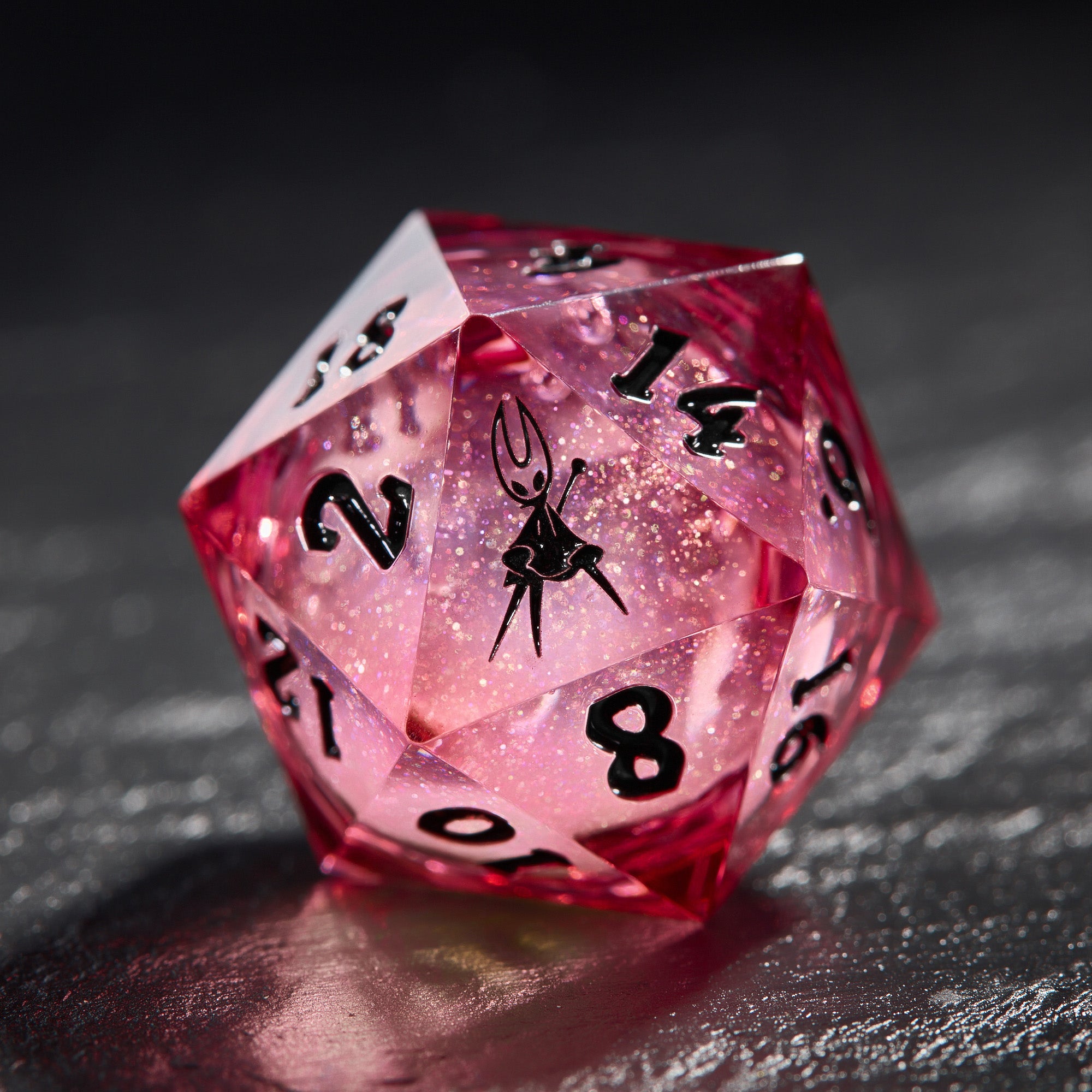 Dark Red Liquid Core Resin Hollow Knight Dice - CrystalMaggie