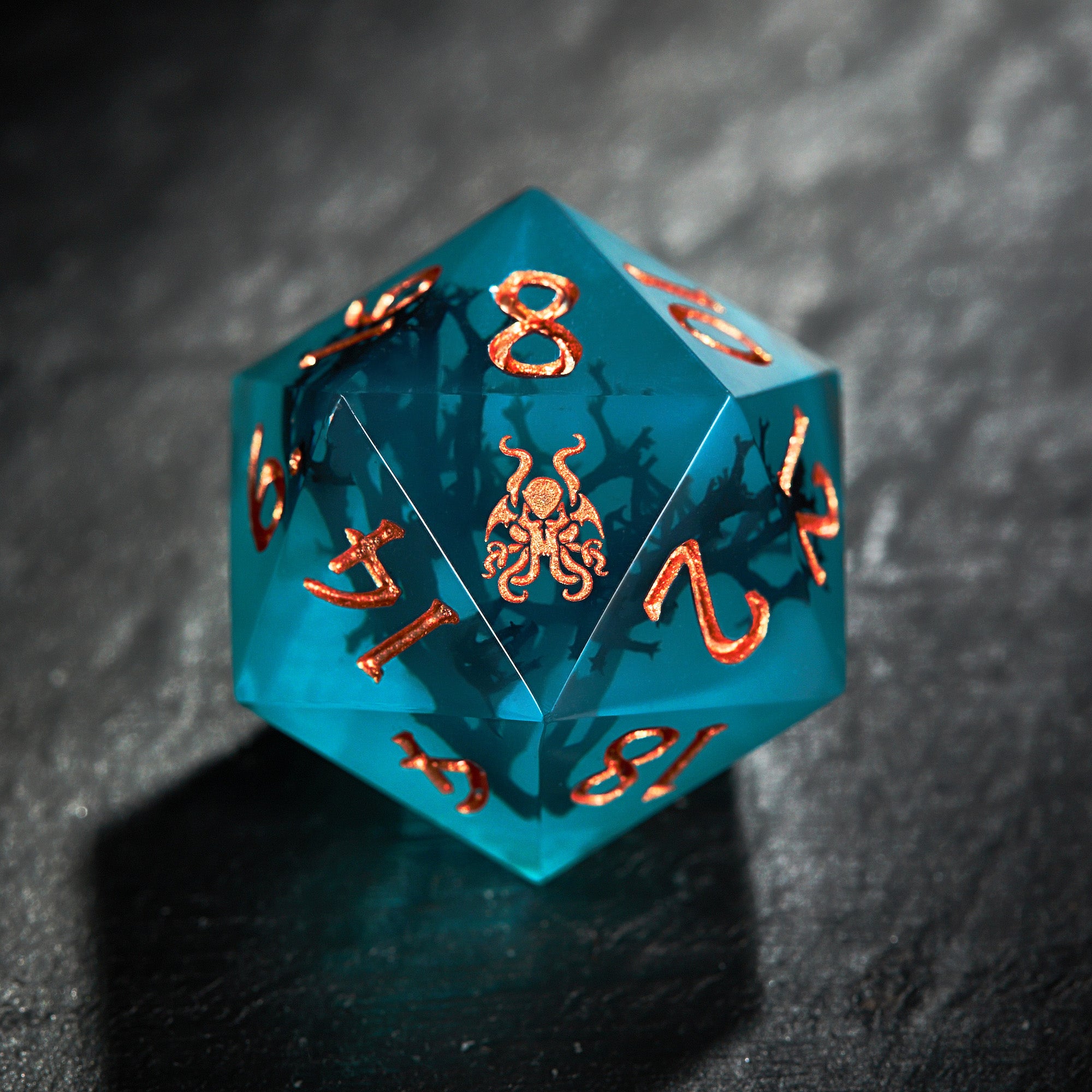 Deep-Sea Black Coral Resin Cthulhu DnD D&D Dice Set