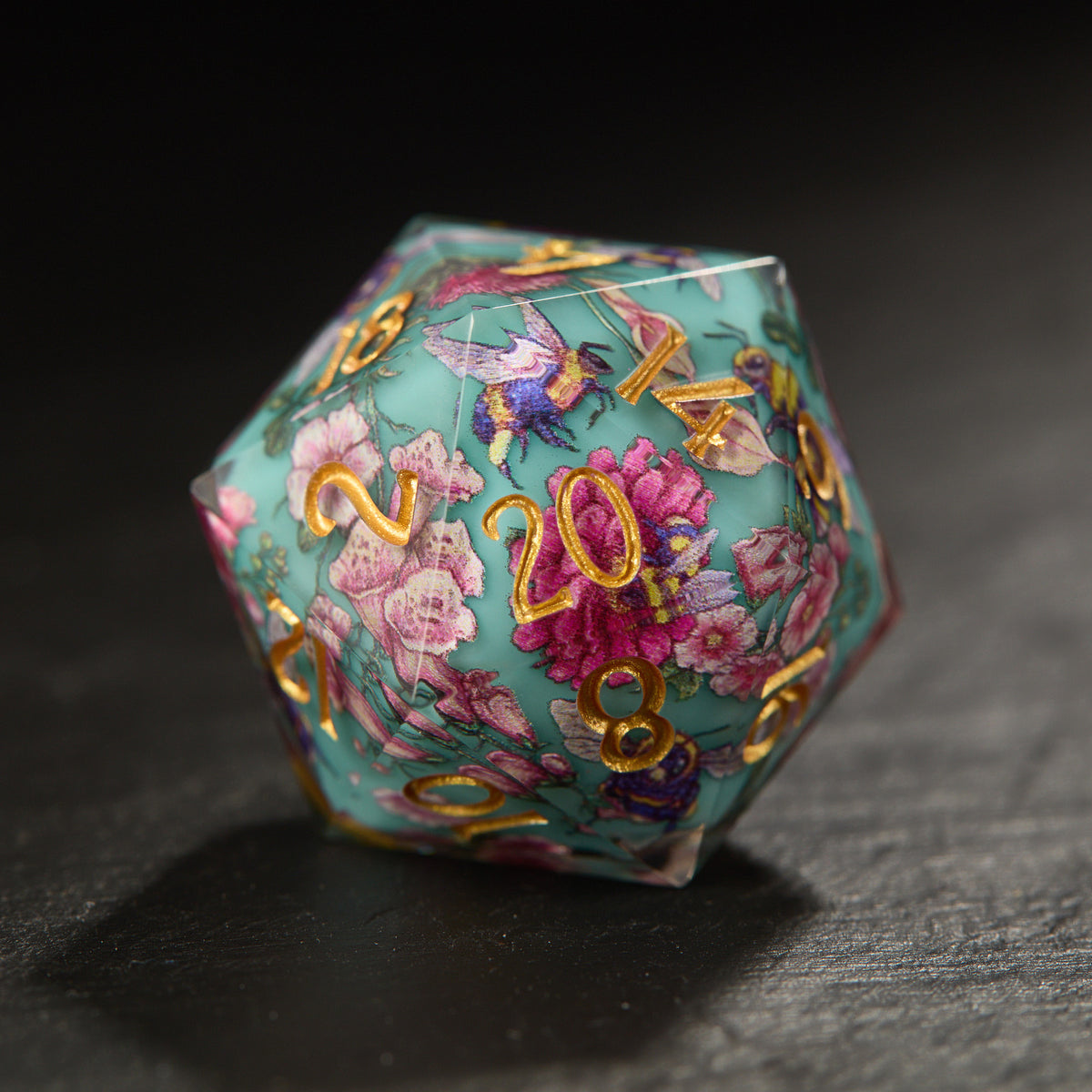 Vintage Floral Honey Bee Dice - CrystalMaggie