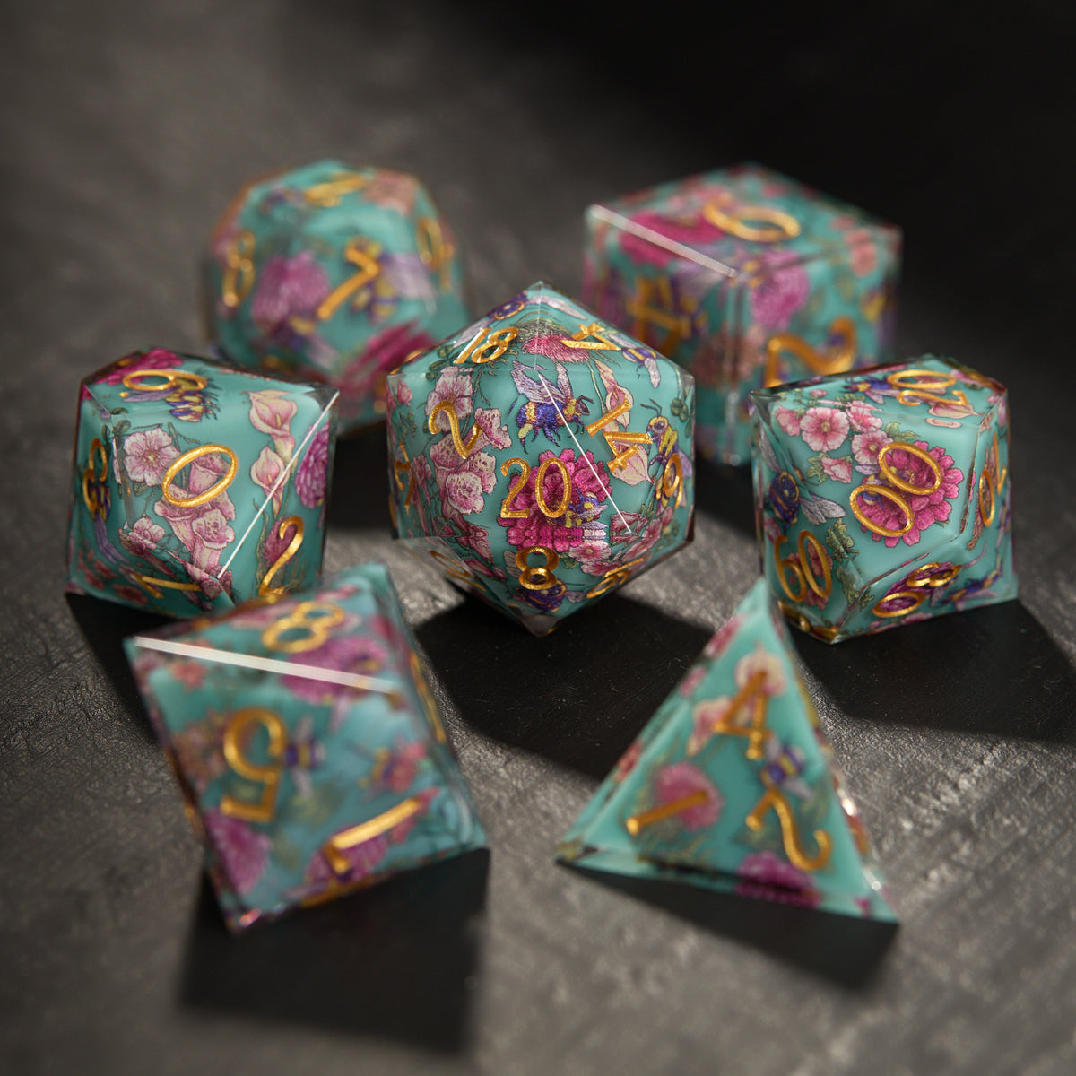 Vintage Floral Honey Bee Dice - CrystalMaggie