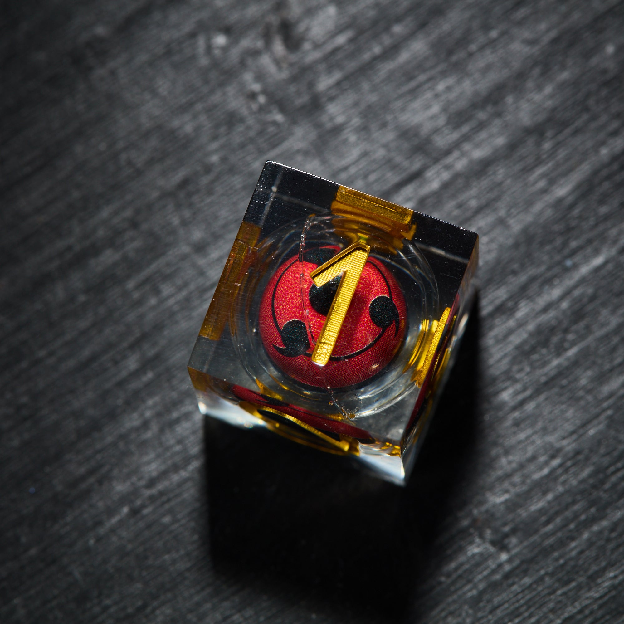 Floating Red Sharingan Eye Liquid Core Resin DnD D&D Dice Set