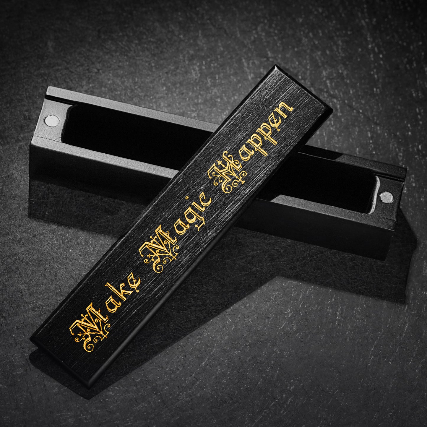 Black Wood Make Magic Happen Motif DnD D&D Dice Box