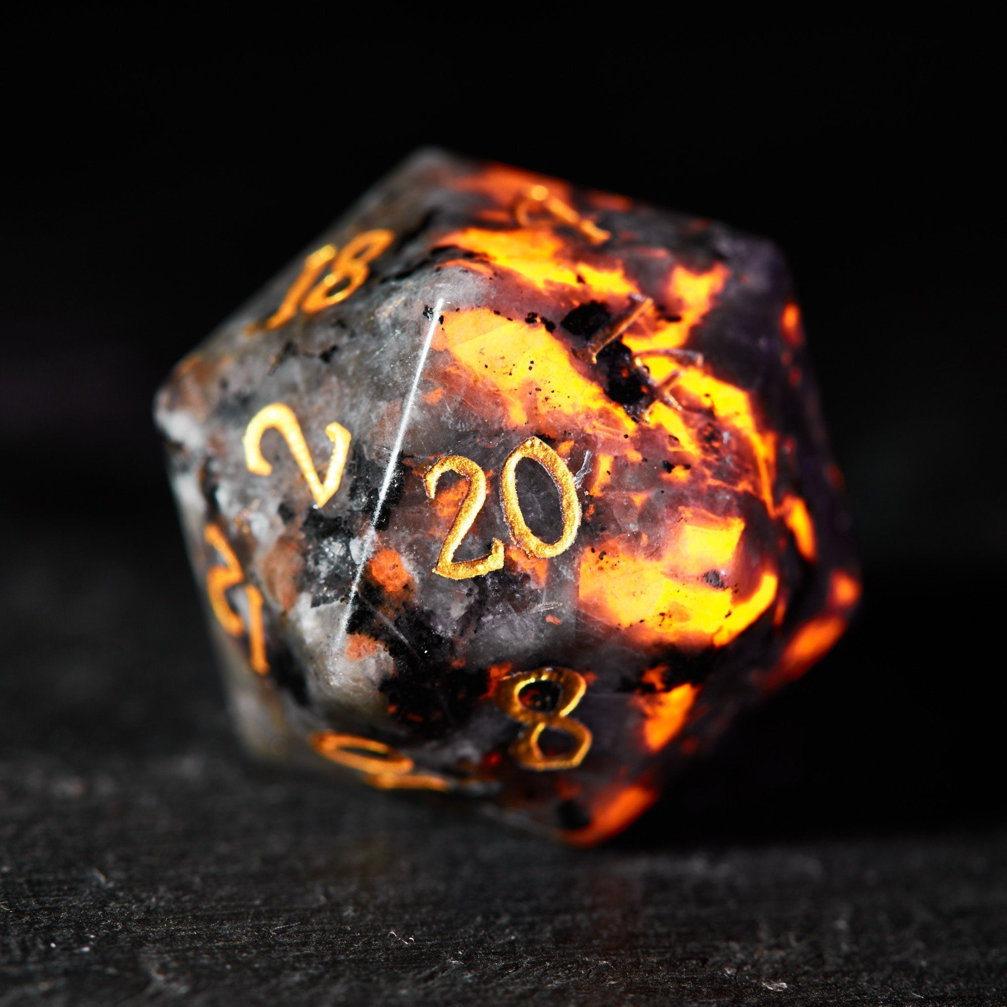 Yooperlite UV Reactive Gemstone DnD D&D Dice Chonk D20