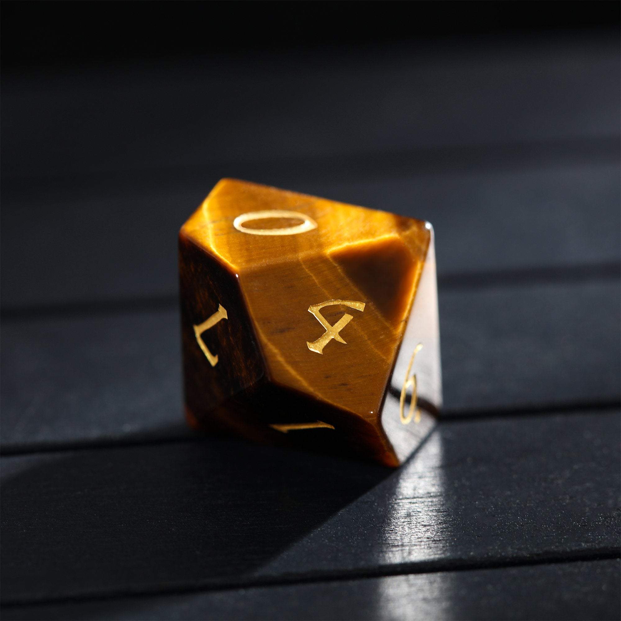 Tiger's Eye Gemstone DnD D&D Dice Set - CrystalMaggie