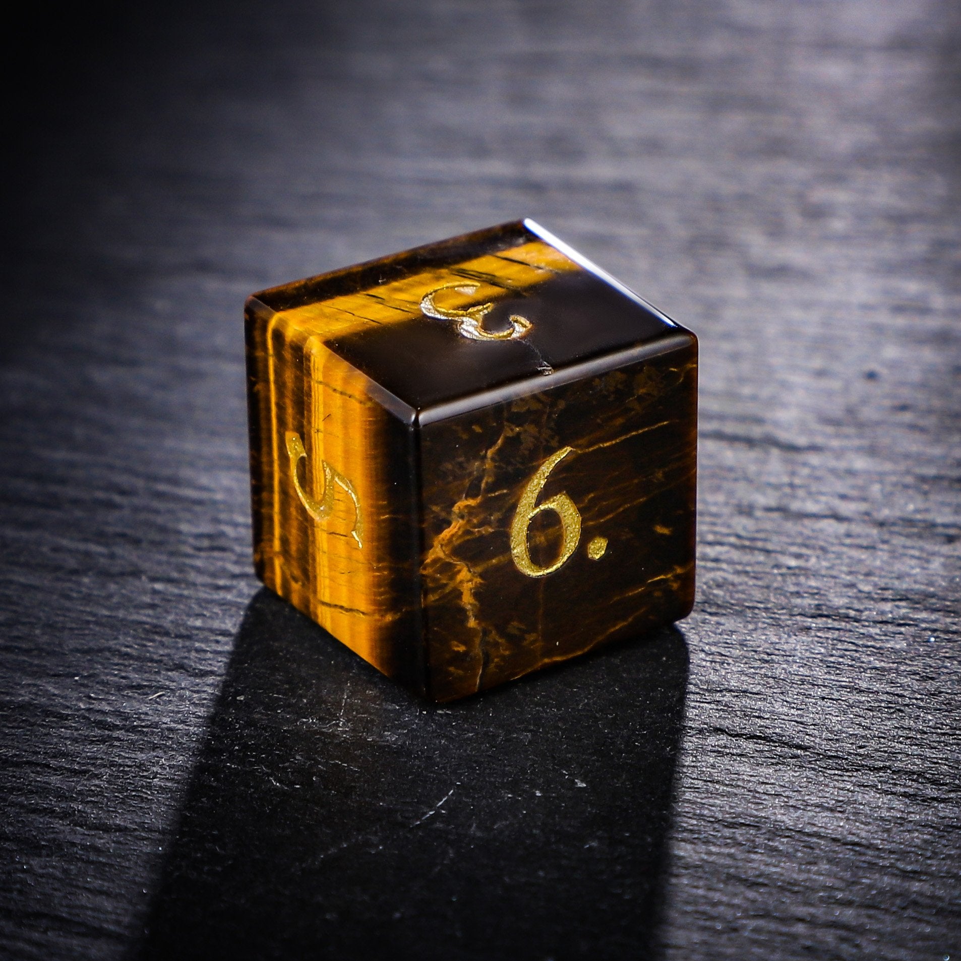 Tiger's Eye Gemstone DnD D&D Dice Set - CrystalMaggie