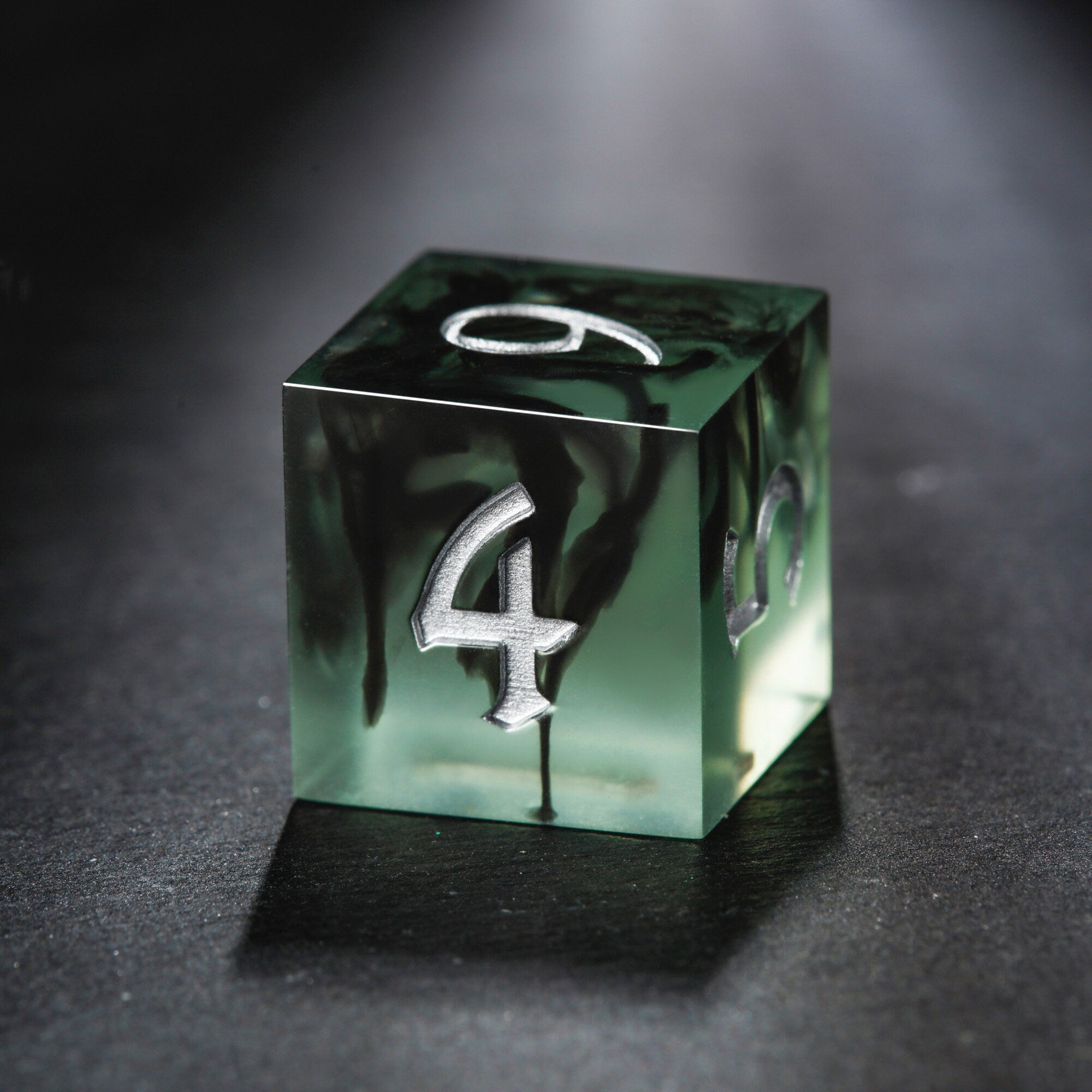 Smoky Dark Olive F Word DnD D&D Dice Set - CrystalMaggie