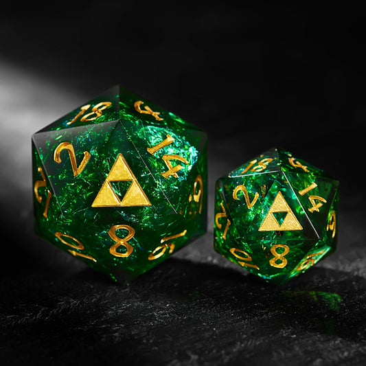 Dark Green Glitter Resin Zelda DnD D&D Dice Chonk D20