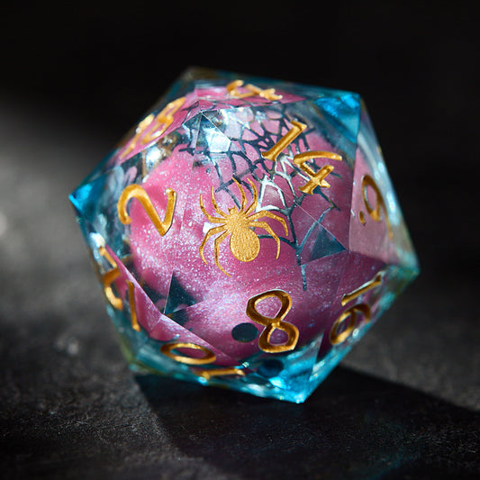 Spider Pink Liquid Core Resin Spider DnD D&D Dice Set