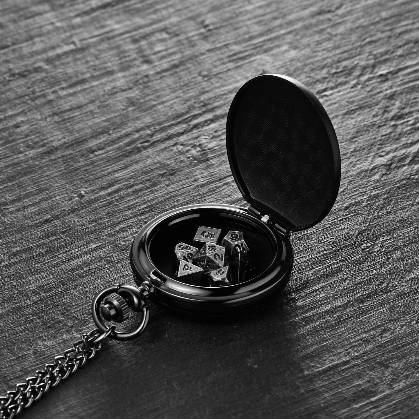 Micro Mini Metal DnD D&D Dice Set Matte Black Pocket Case
