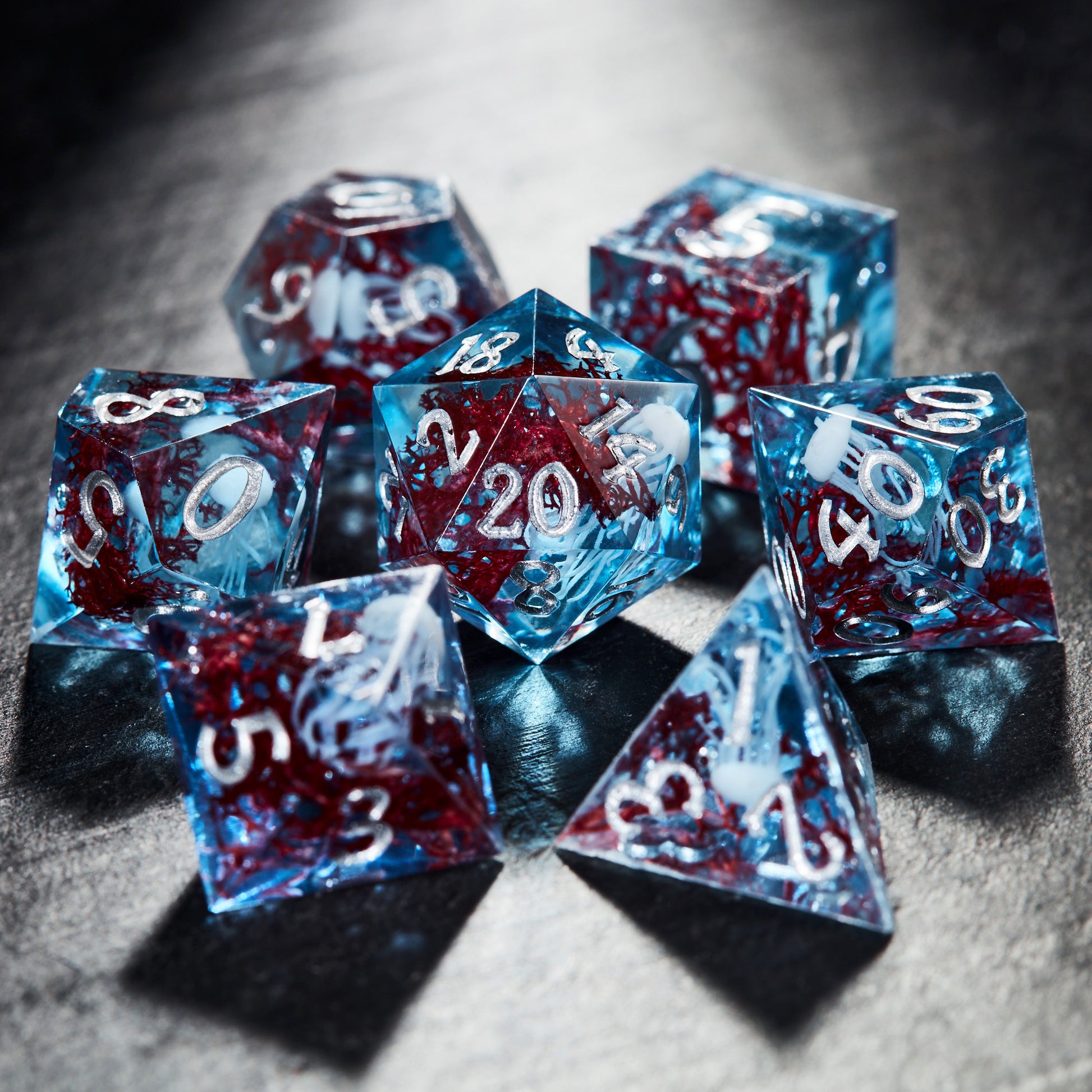 Coral and Jellyfish DnD D&D Dice Set - CrystalMaggie