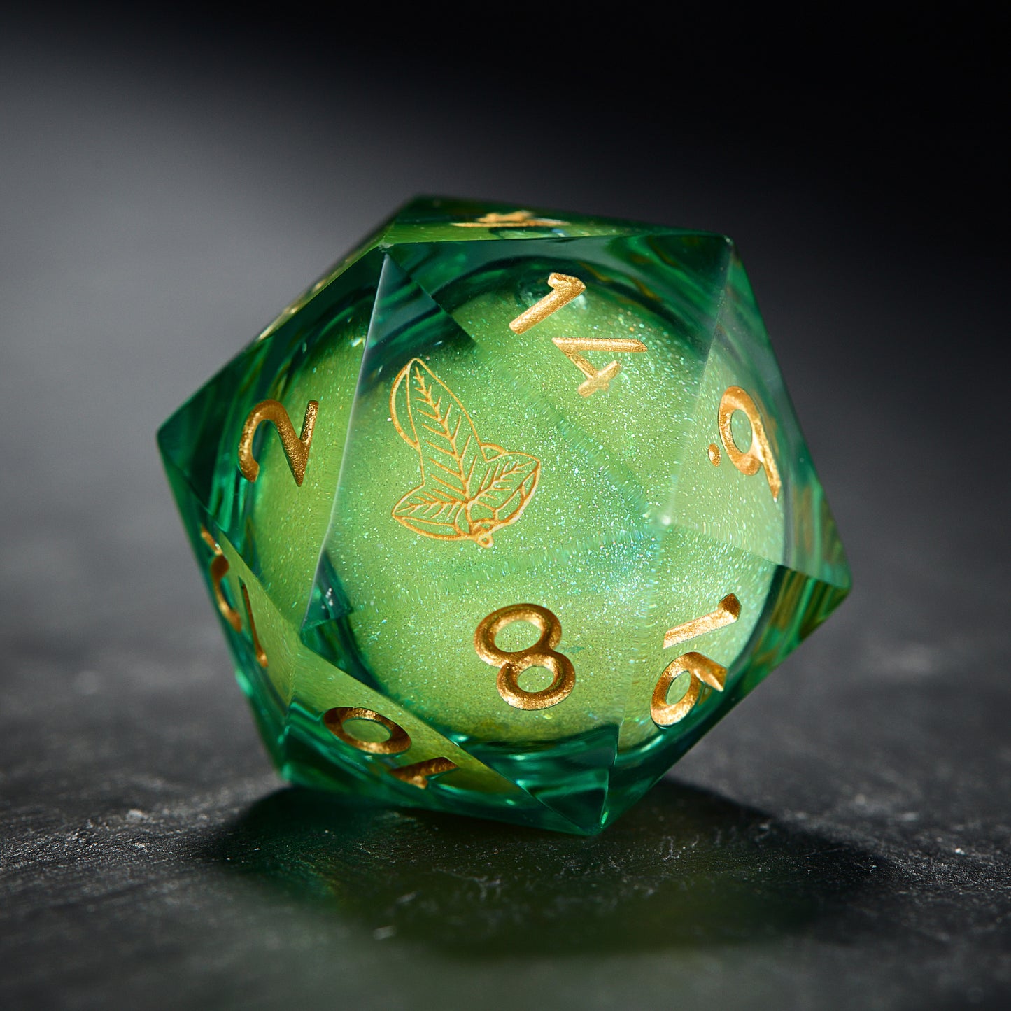 Yellow Sand Liquid Core Resin Dice Tree and Leaf Dice