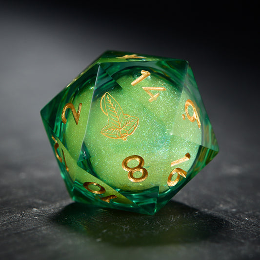 Yellow Sand Liquid Core Resin Dice Tree and Leaf Dice