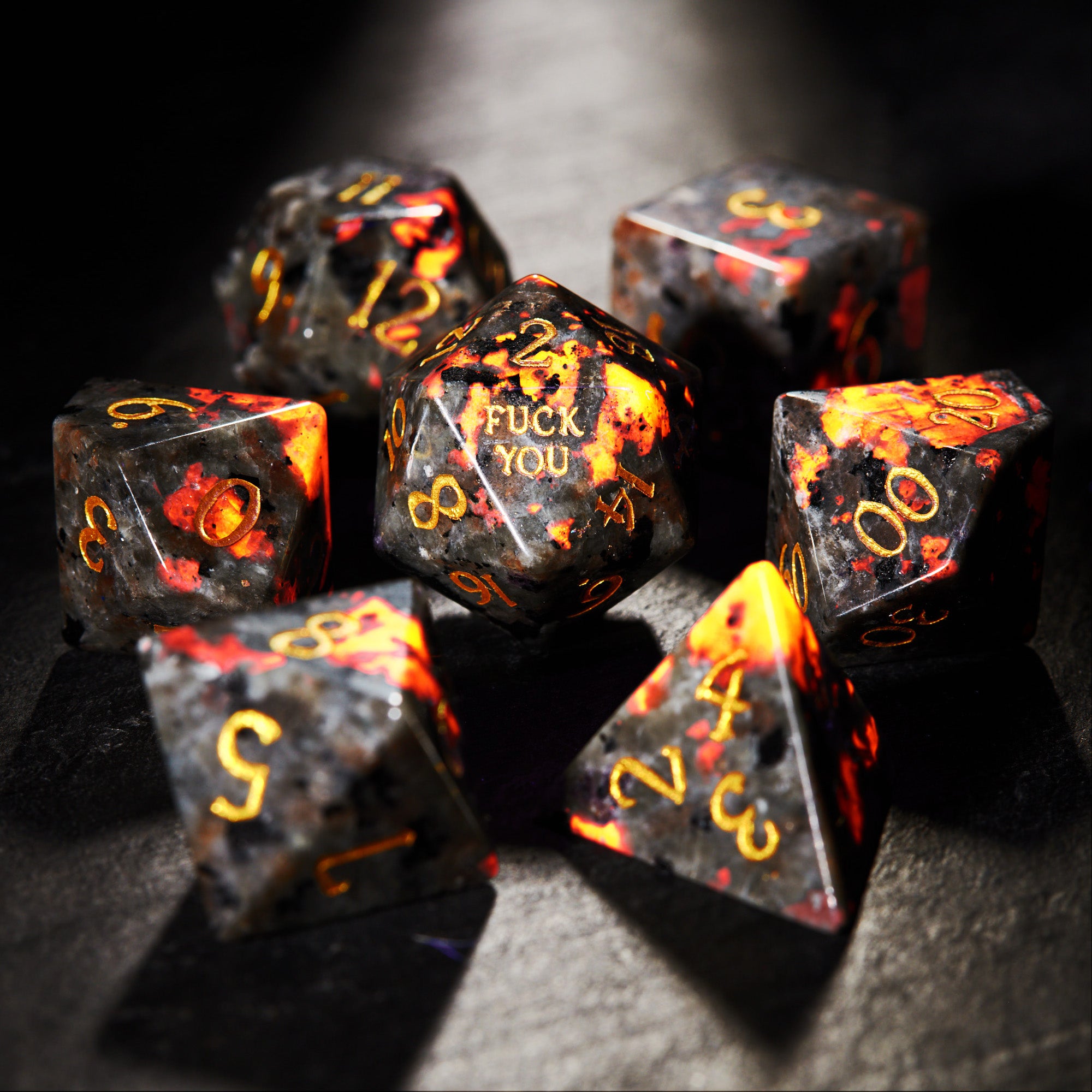 Yooperlite UV Reactive Gemstone F Word DnD D&D Dice Chonk D20
