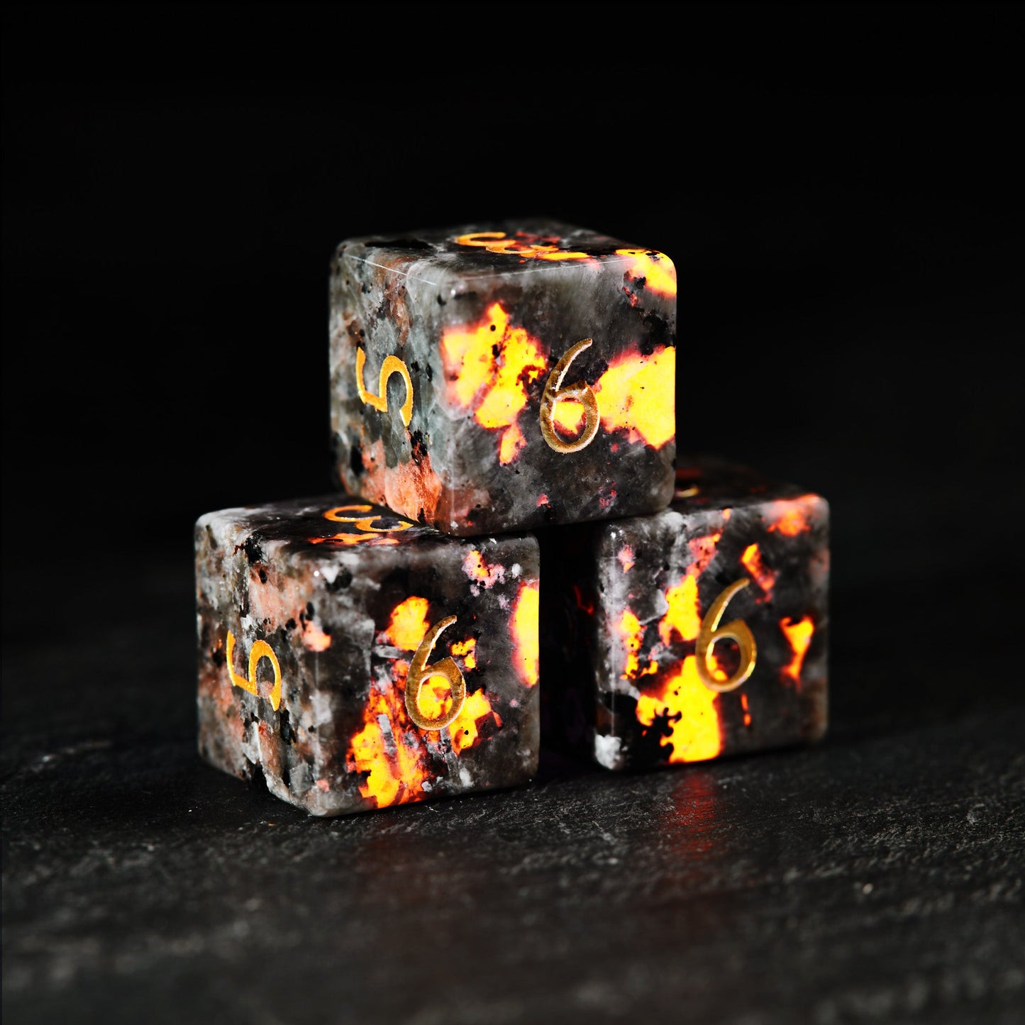 Yooperlite Gemstone Flying Dragon DnD D&D Dice Set