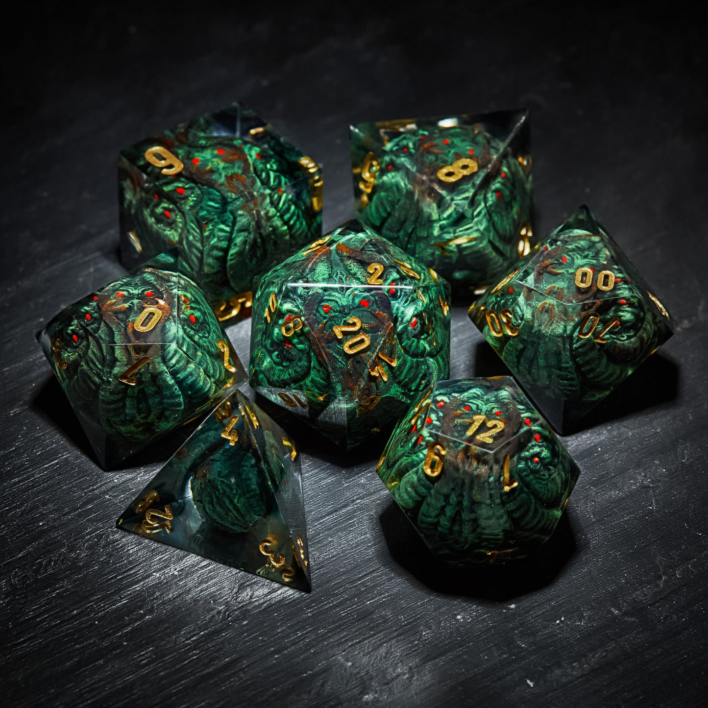 Cthulhu-Inspired Resin DnD D&D Dice Set