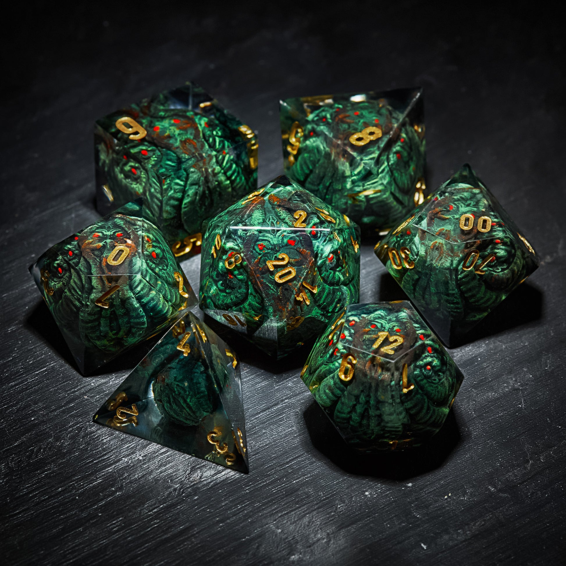 Cthulhu-Inspired Resin DnD D&D Dice Set
