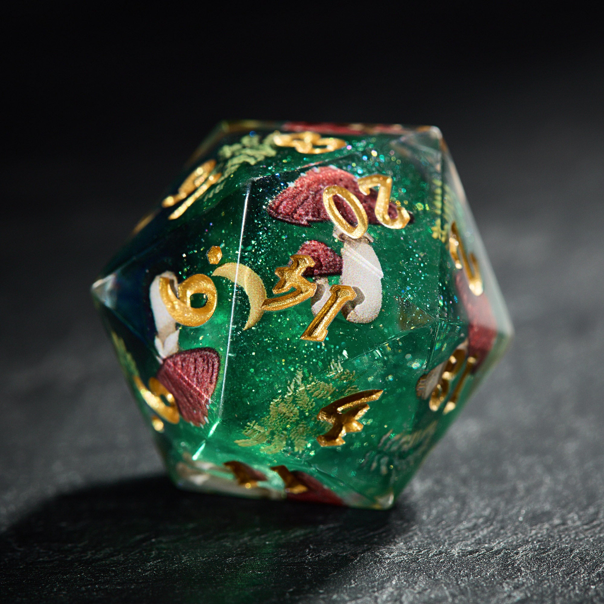 Magical Forest Mushroom Resin DnD D&D Dice Set