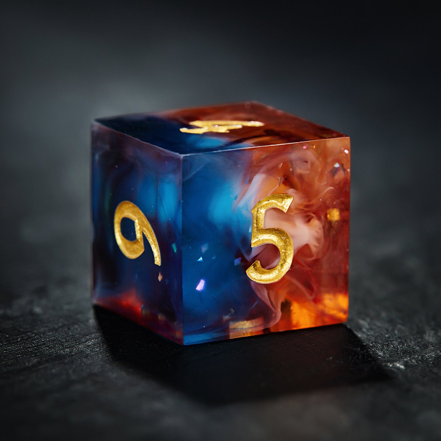 Mystical Blue and Red Resin Dice for Baldur's Gate Adventures DnD D&D Dice Set