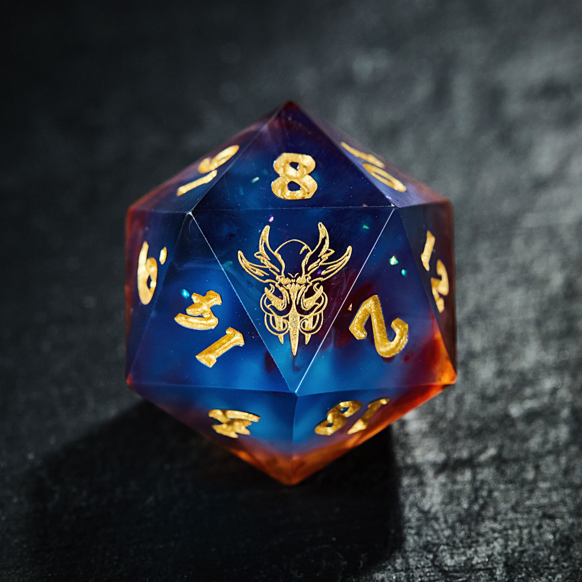 Mystical Blue and Red Resin Dice for Baldur's Gate Adventures DnD D&D Dice Set