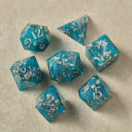 Van Gogh's Almond Blossom Resin DnD D&D Dice Set