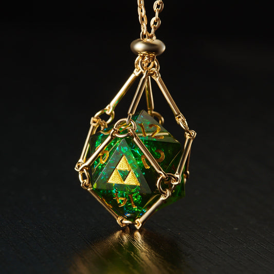 Dark Green Glitter All Zelda DnD D&D D20 Necklace