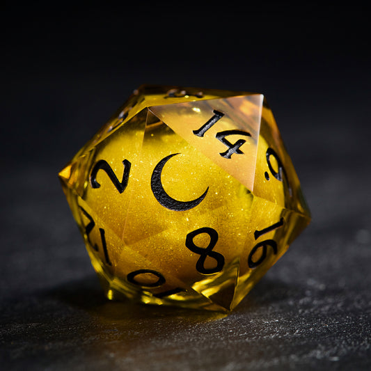 Yellow Sand Liquid Core Resin Moon DnD D&D Dice Set