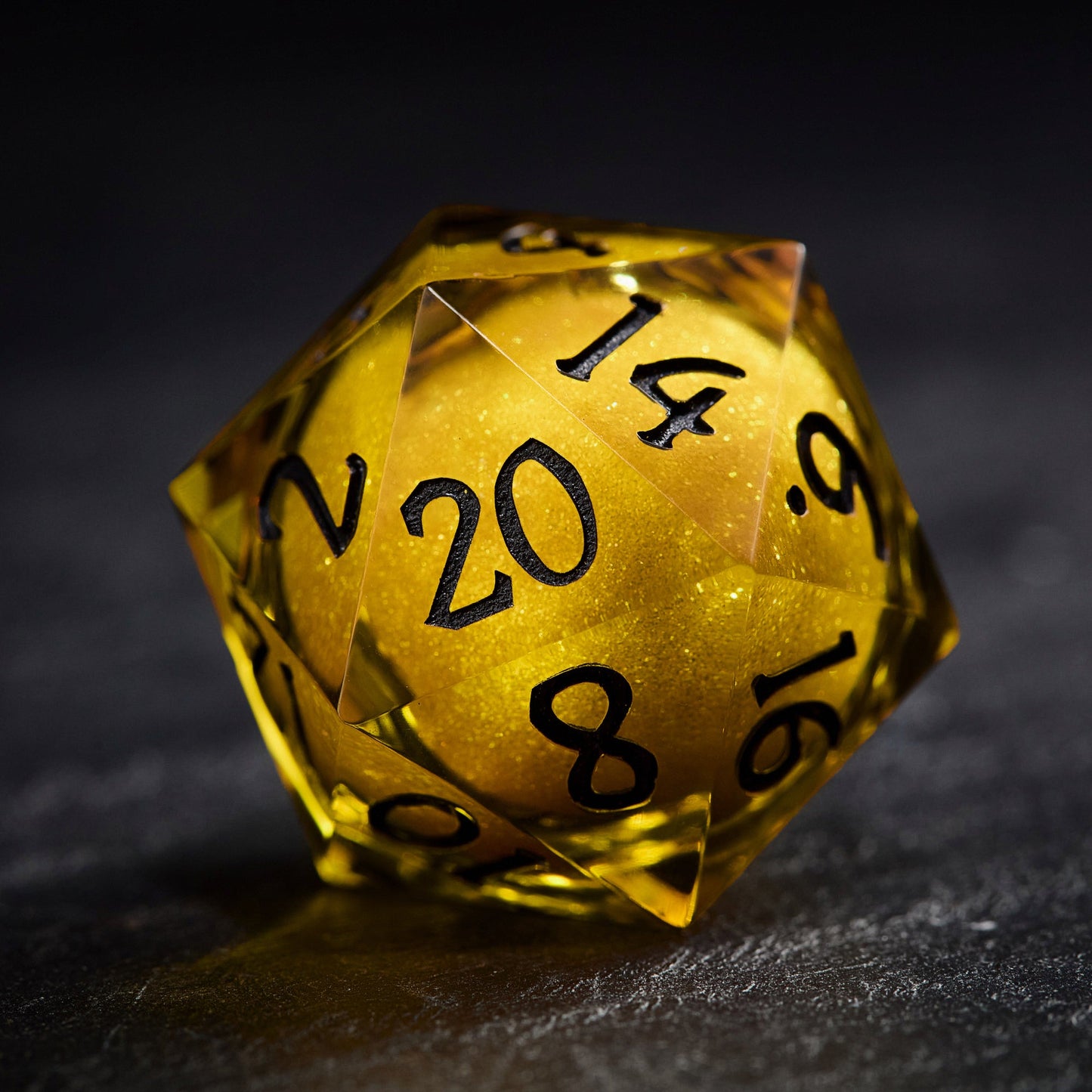 Yellow Sand Liquid Core Resin DnD D&D Dice Set