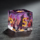 Mystical Black Wolf Rose Resin DnD D&D Dice Set