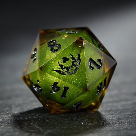 Smoky Green Sand Liquid Core Resin Dice Goblin Dice