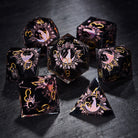 Mystic Black Star Moon Cat Resin DnD D&D Dice Set