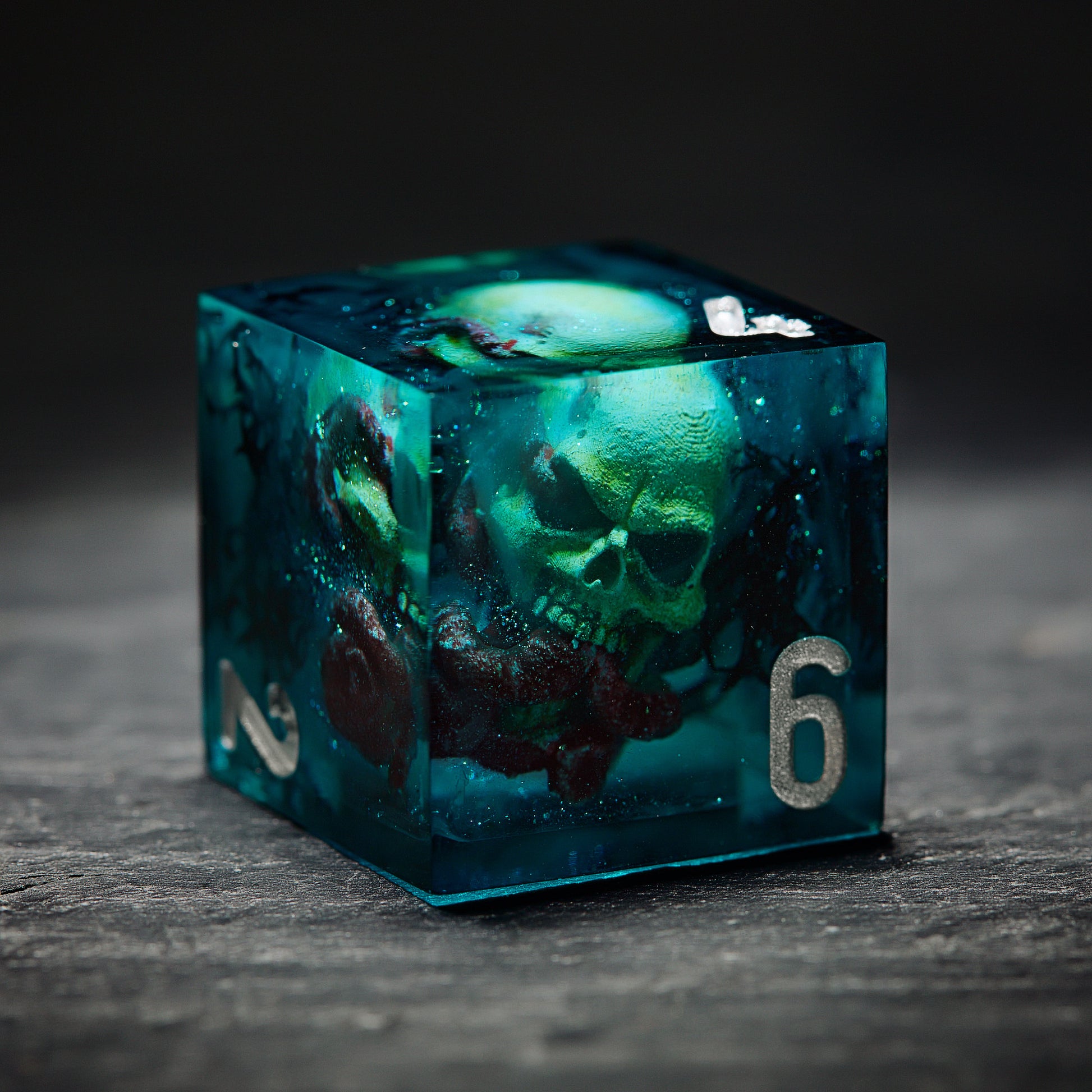Deep-Sea Black Coral Octopus Skull Resin Dice - CrystalMaggie
