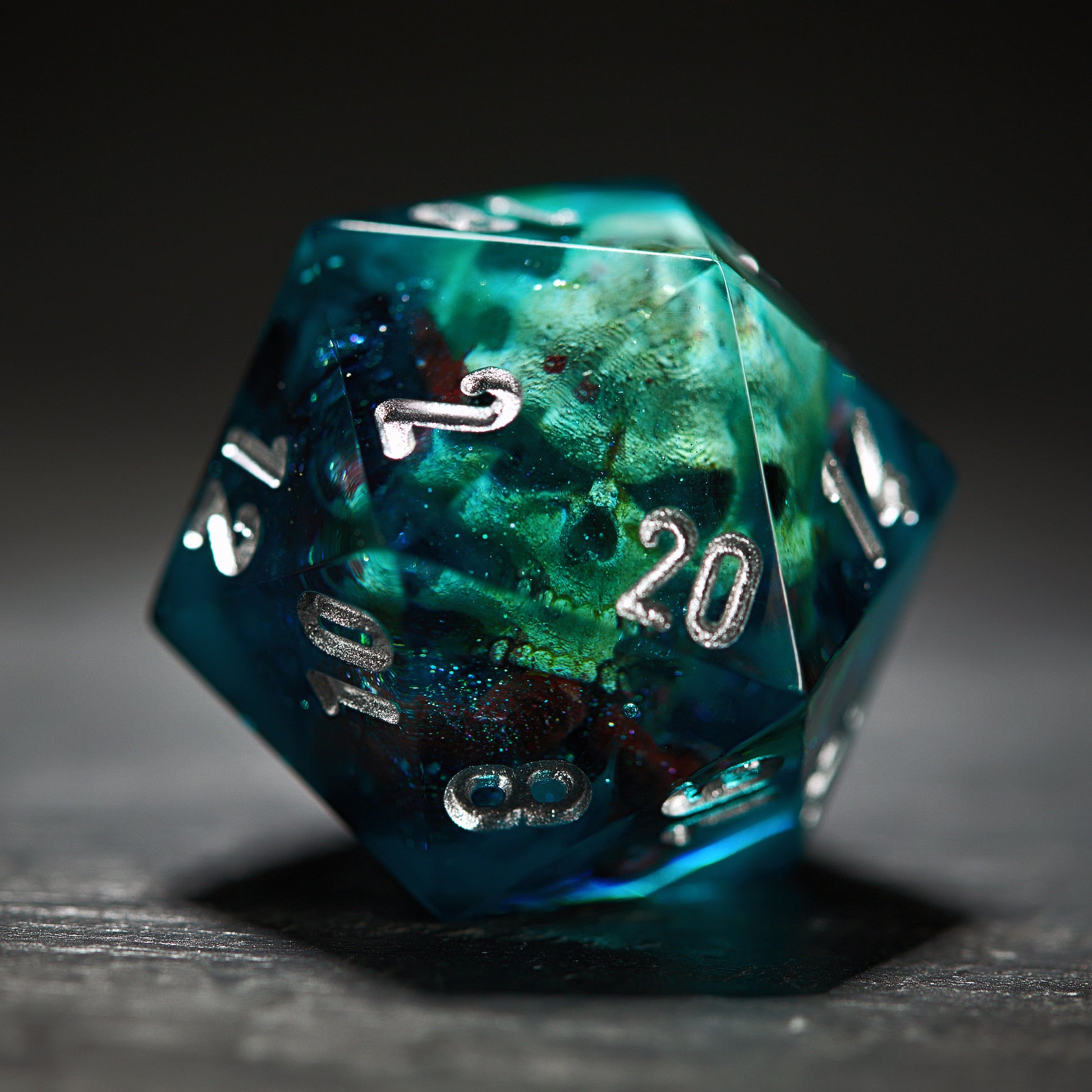 Deep-Sea Black Coral Octopus Skull Resin Dice - CrystalMaggie