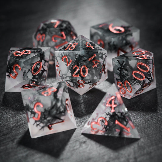 Black Coral Resin DnD D&D Dice Set