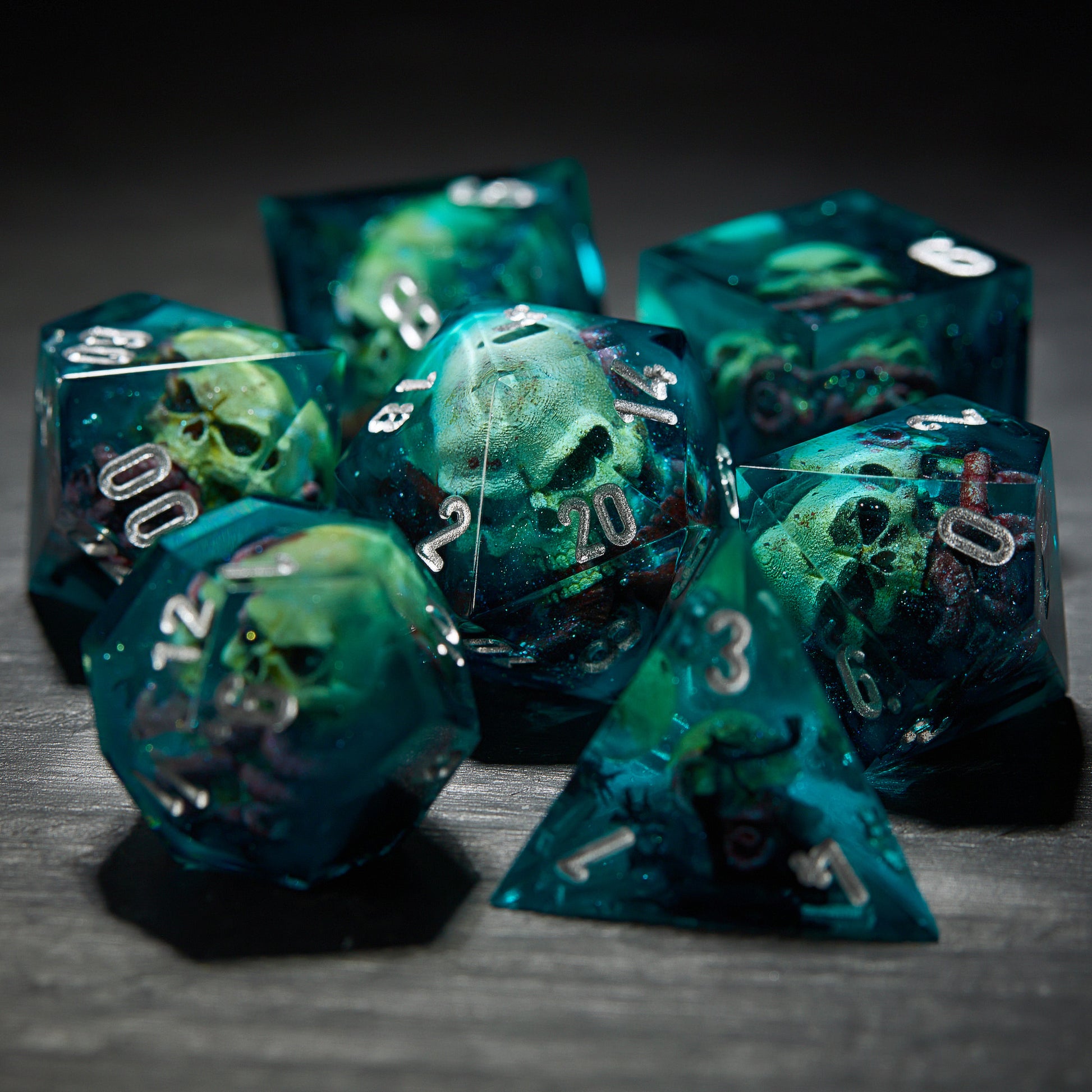 Deep-Sea Black Coral Octopus Skull Resin Dice - CrystalMaggie