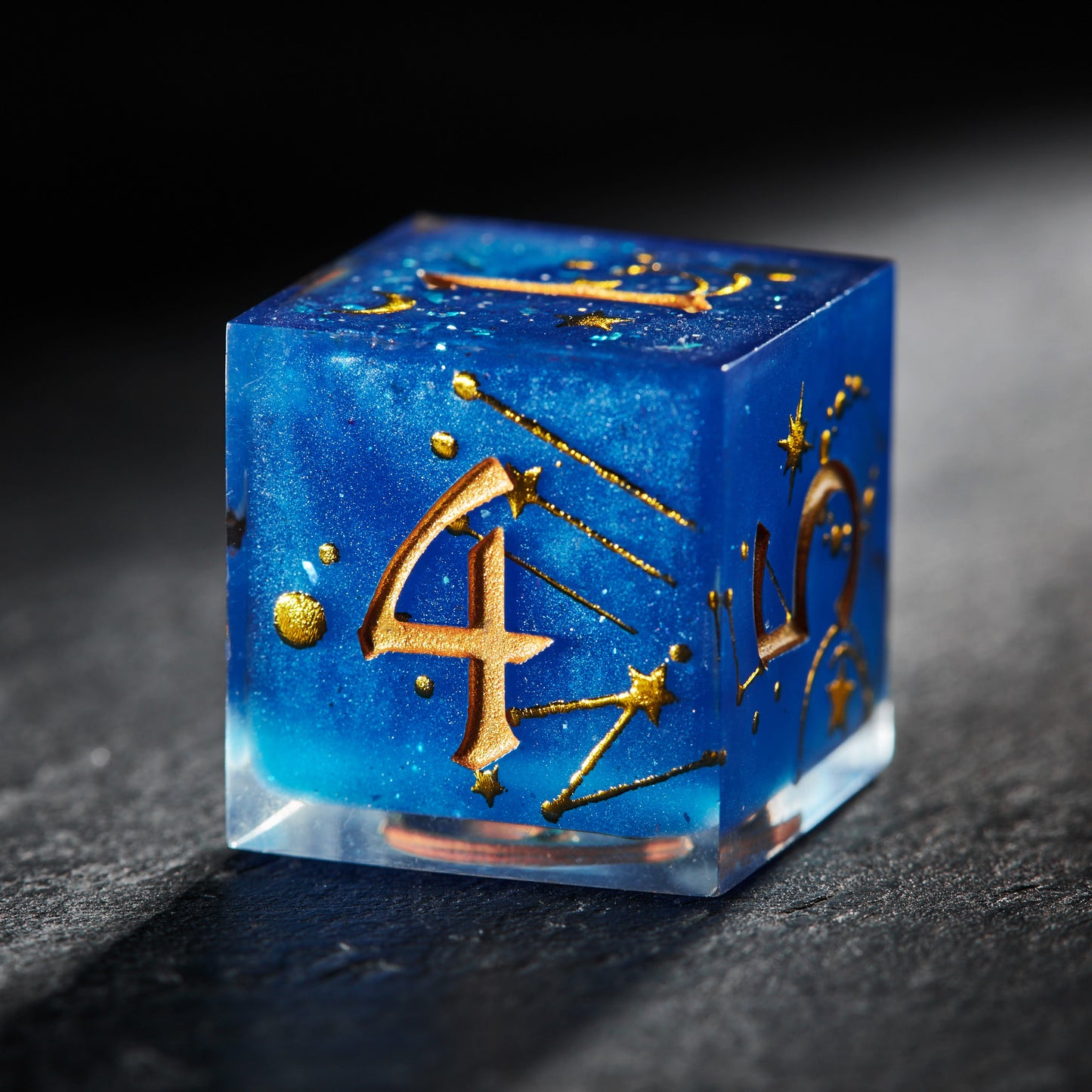 Sapphire Blue Astrology Resin Moon DnD D&D Dice Set