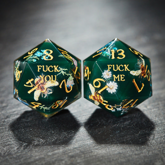 Honey Bee and Flowers Resin DnD D&D F Word Dice Set