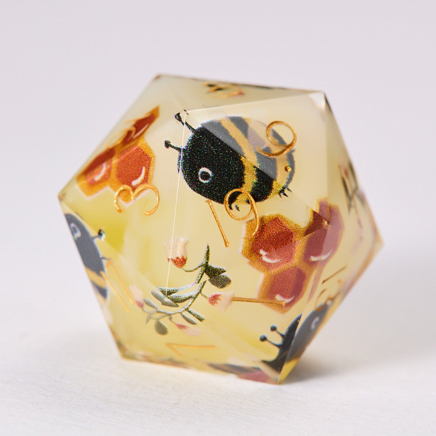 The Blossoming of Flowers into Honey Resin DnD D&D Dice Set