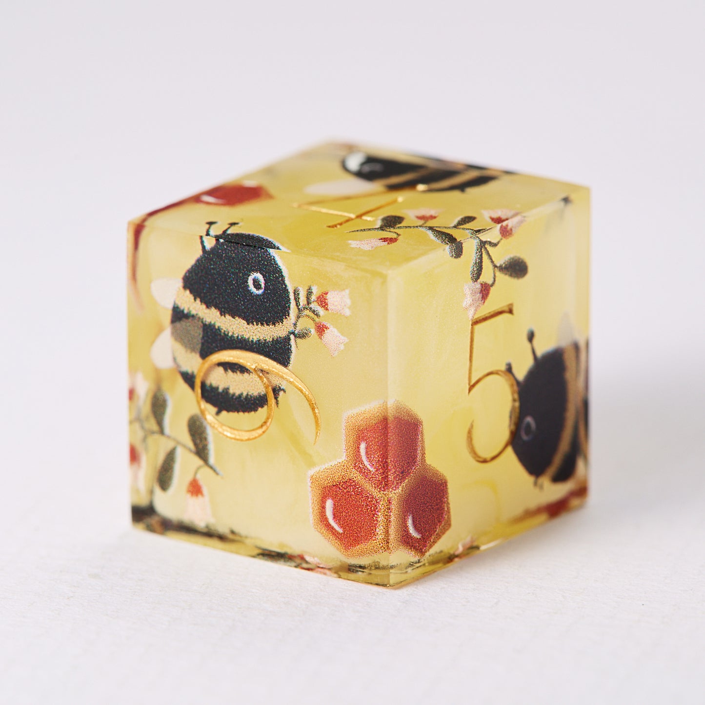 The Blossoming of Flowers into Honey Resin DnD D&D Dice Set