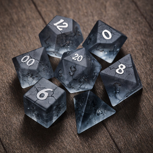 Transparent Dark Blue Lightning Glass DnD D&D Dice Set