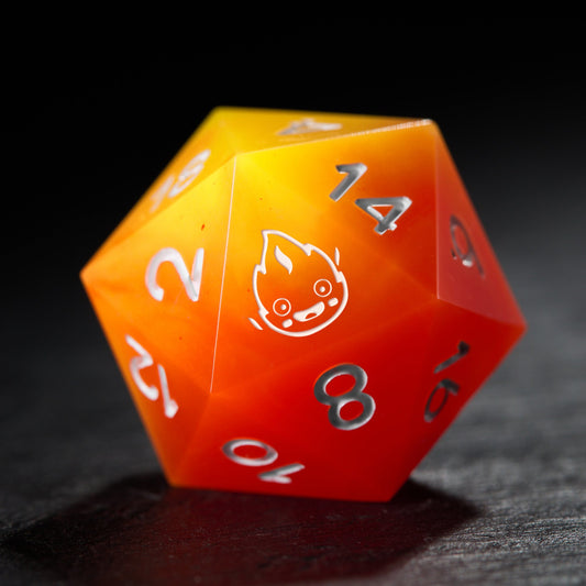 Orange Yellow Resin Magic Flame DnD D&D Dice Set