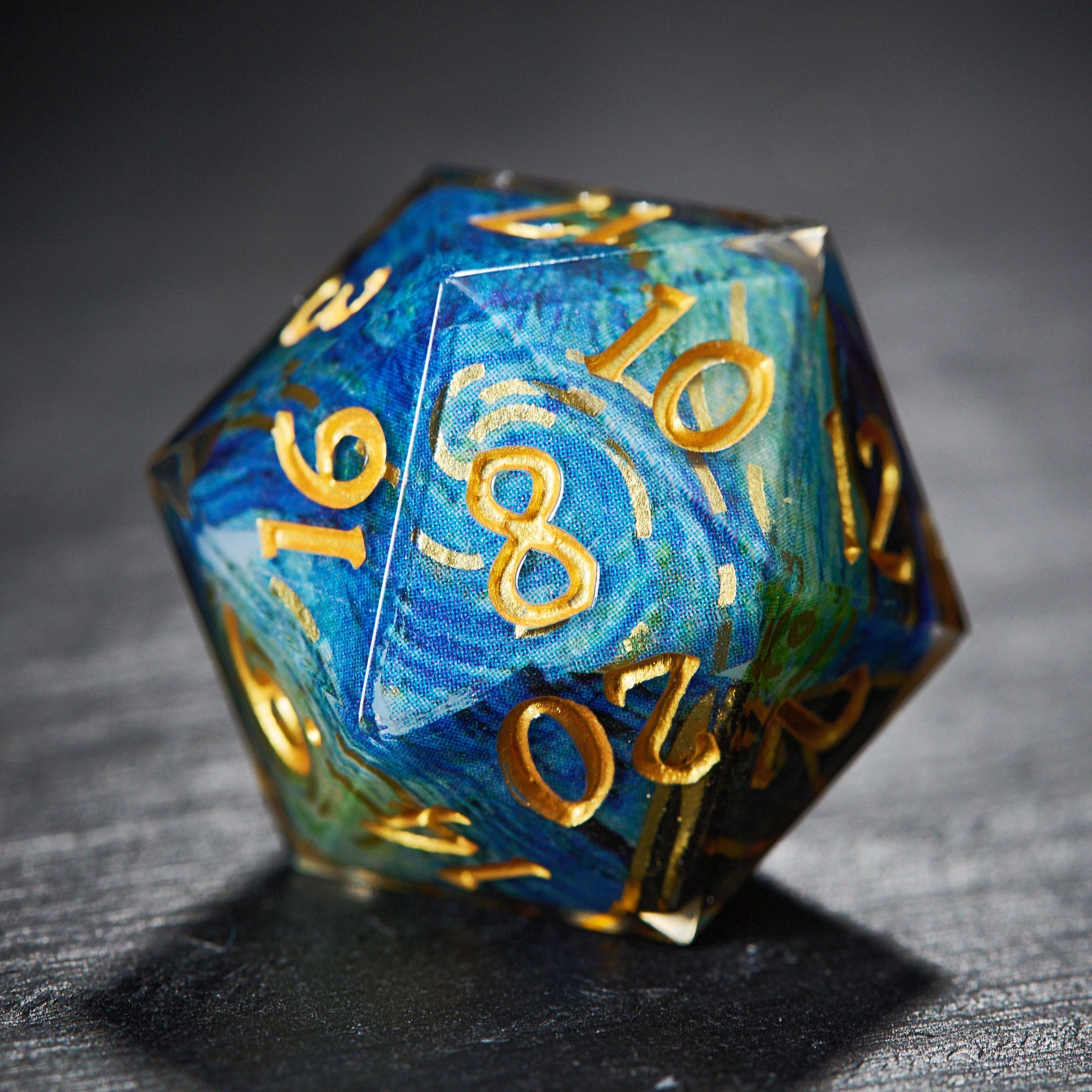 Van Gogh's Starry Night Resin DnD D&D Dice Set