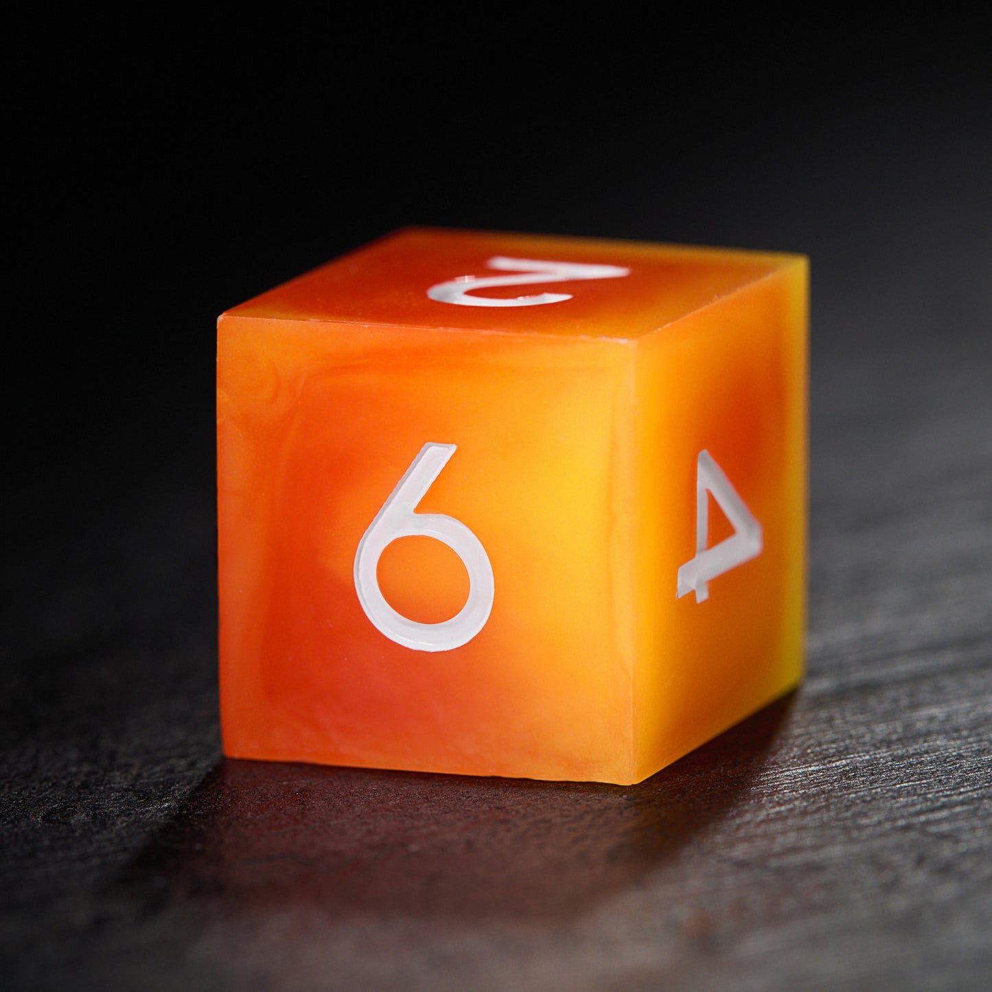 Orange Yellow Resin Magic Flame DnD D&D Dice Set