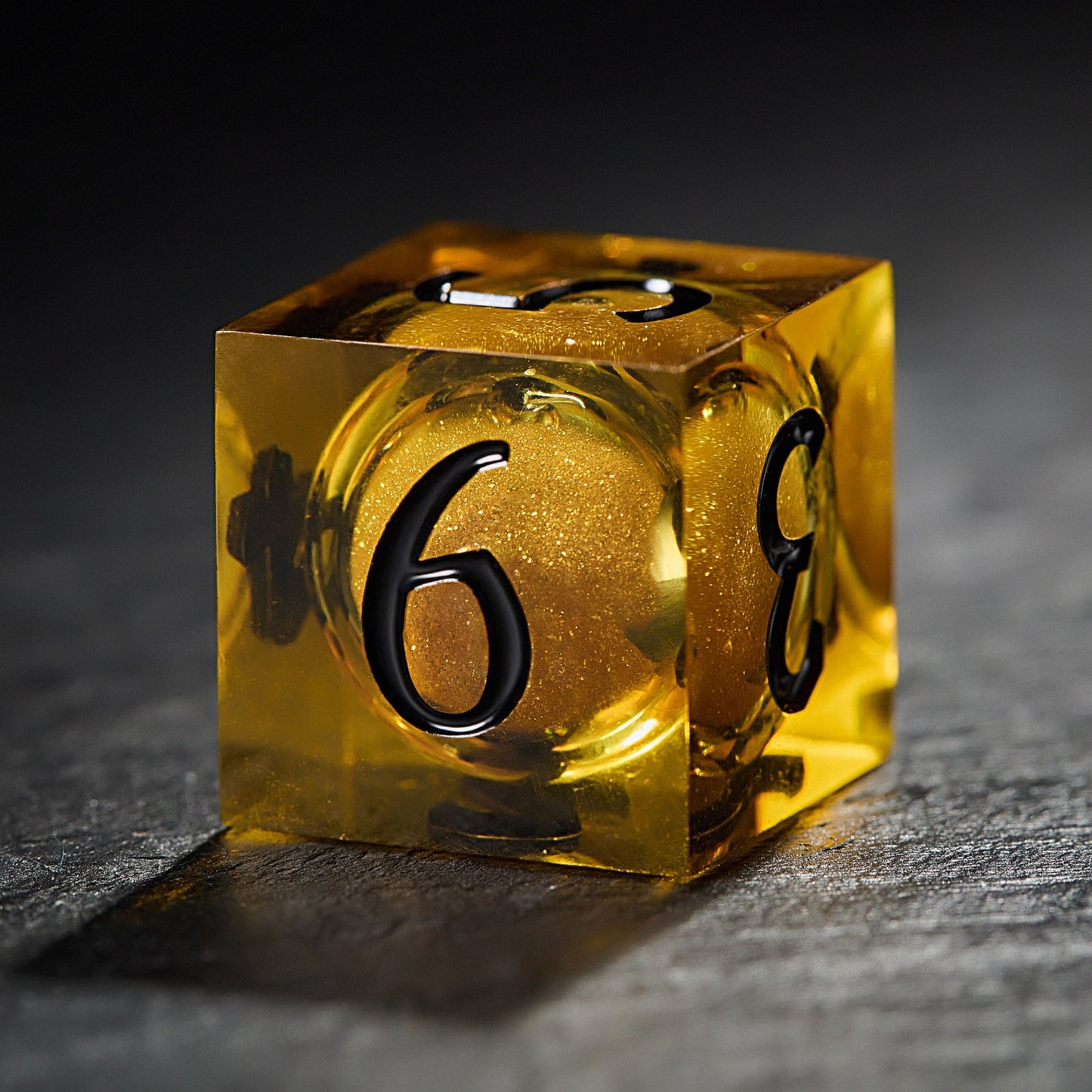 Yellow Sand Liquid Core Resin Flying Dragon DnD D&D Dice Set